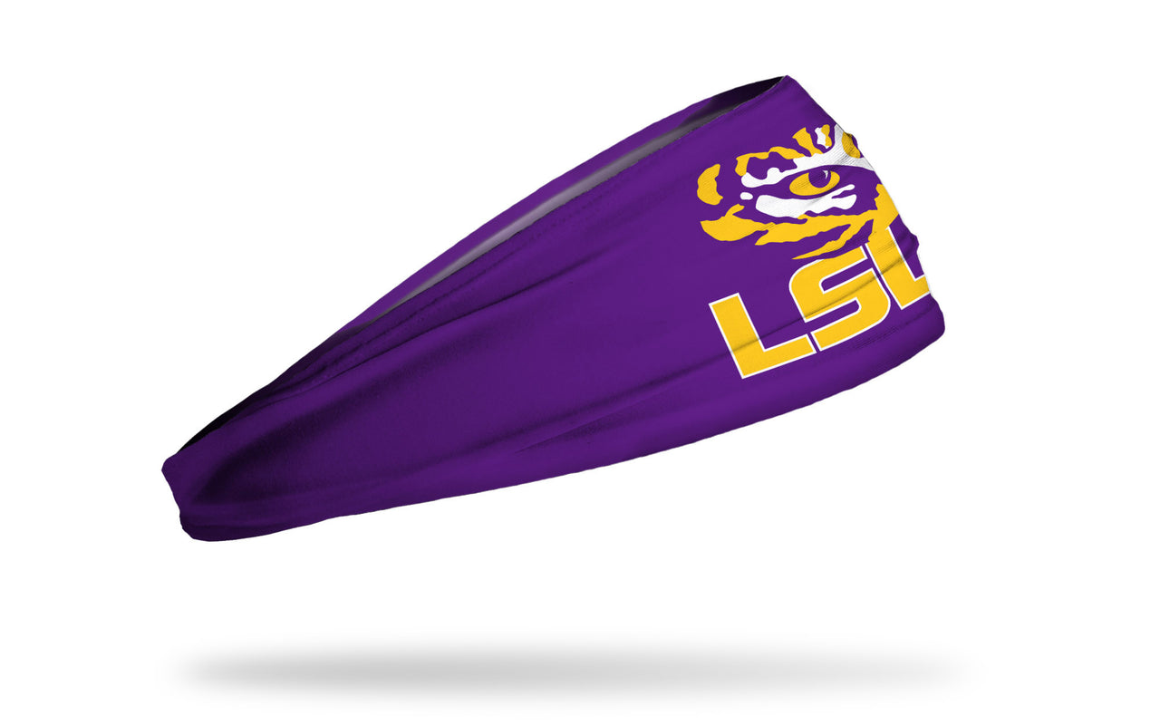 Louisiana State University: LSU Gold Stacked Purple Headband - View 2