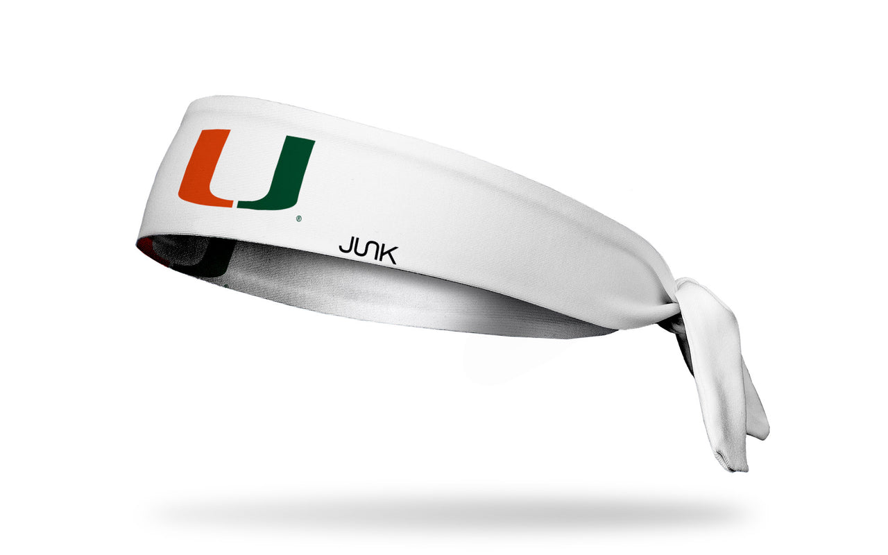 University of Miami: Logo White Tie Headband - View 1