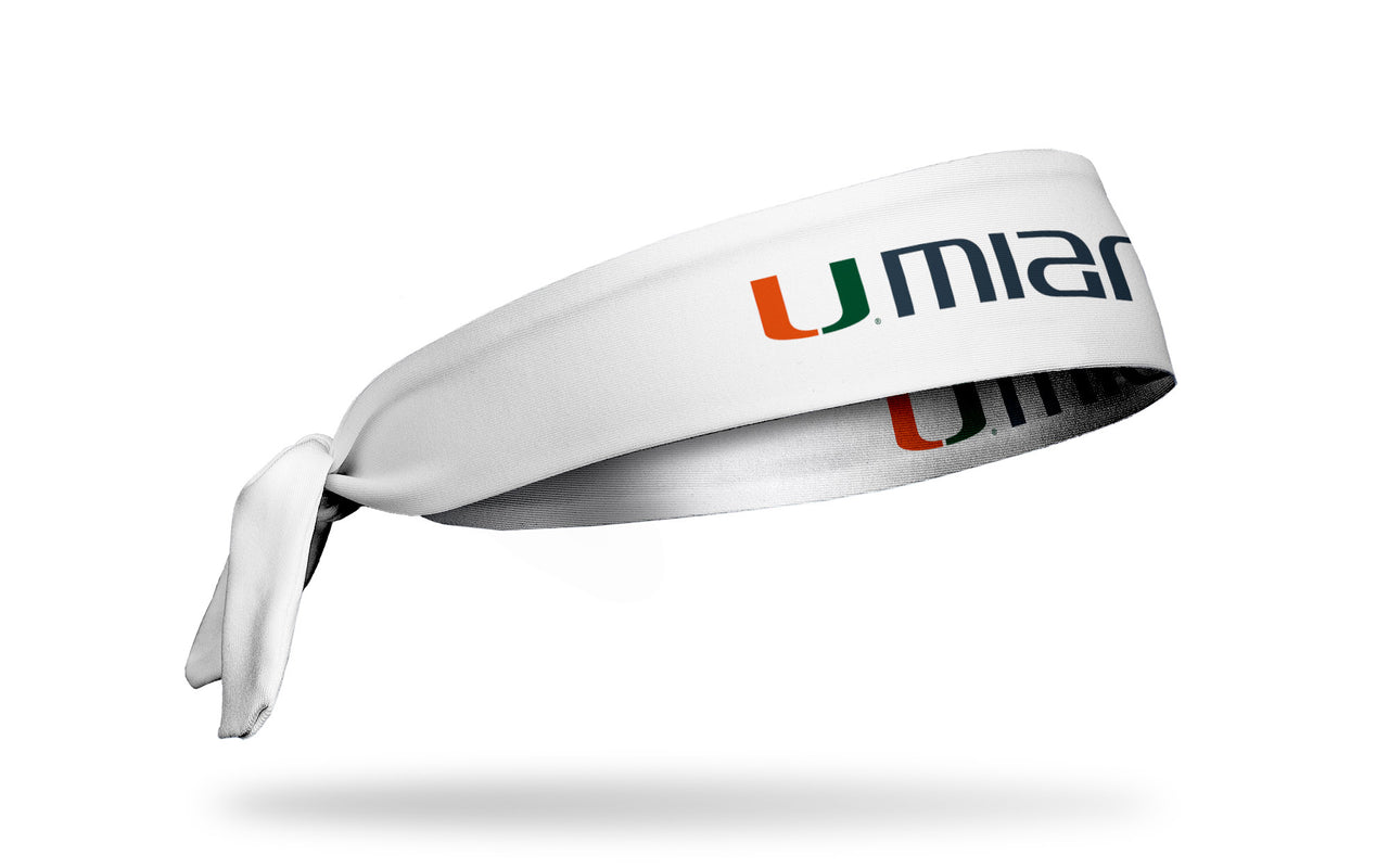 University of Miami: Wordmark White Tie Headband - View 1