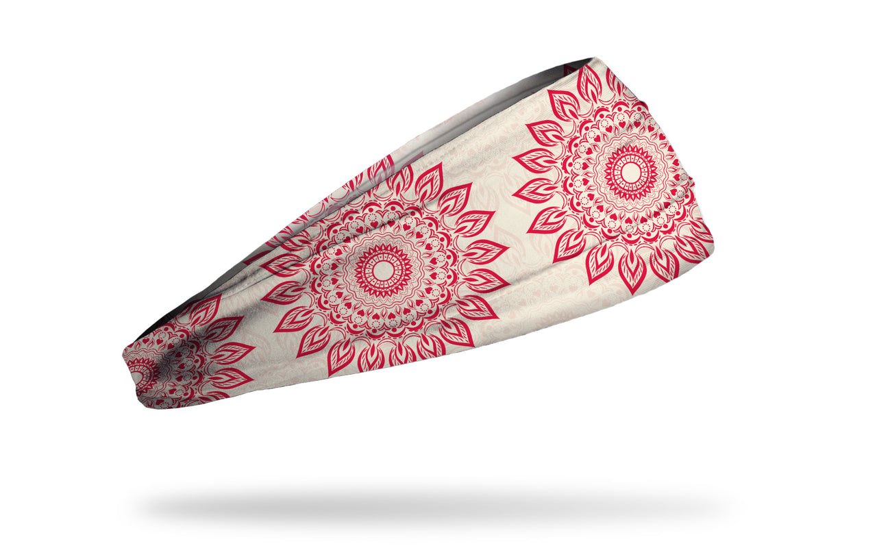 cream white JUNK headband with oversized repeating red mandala design