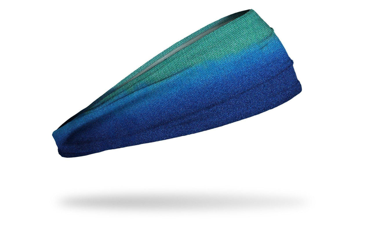 headband with teal green to aqua blue texturized gradient design