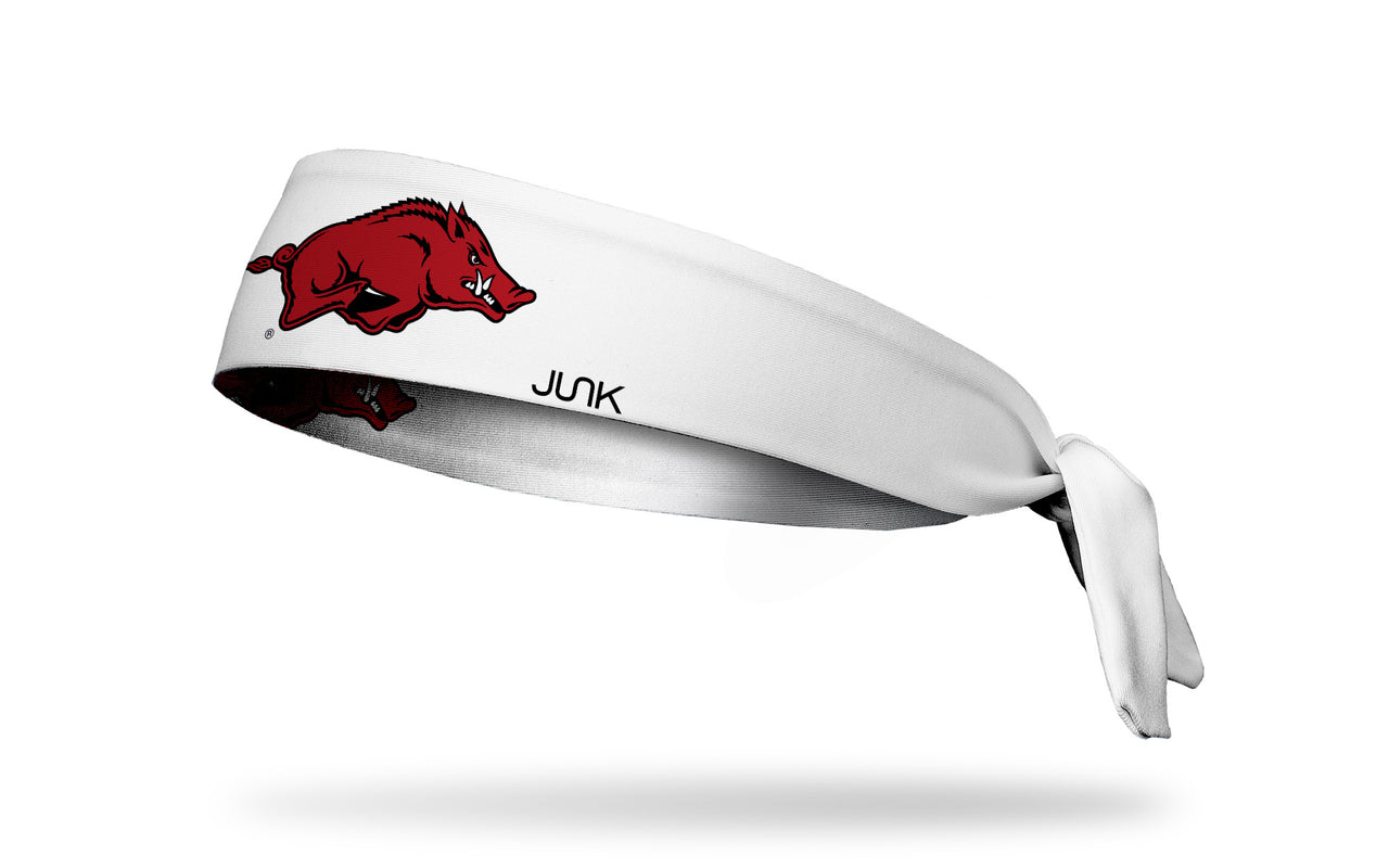 University of Arkansas: Razorback White Tie Headband - View 1