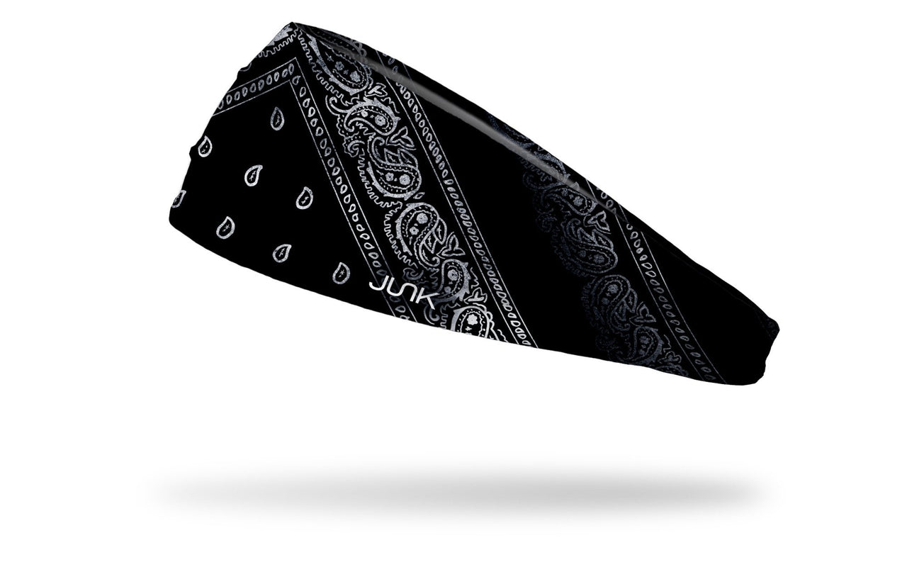 left side view black and white distressed paisley bandana print JUNK big bang lite headband