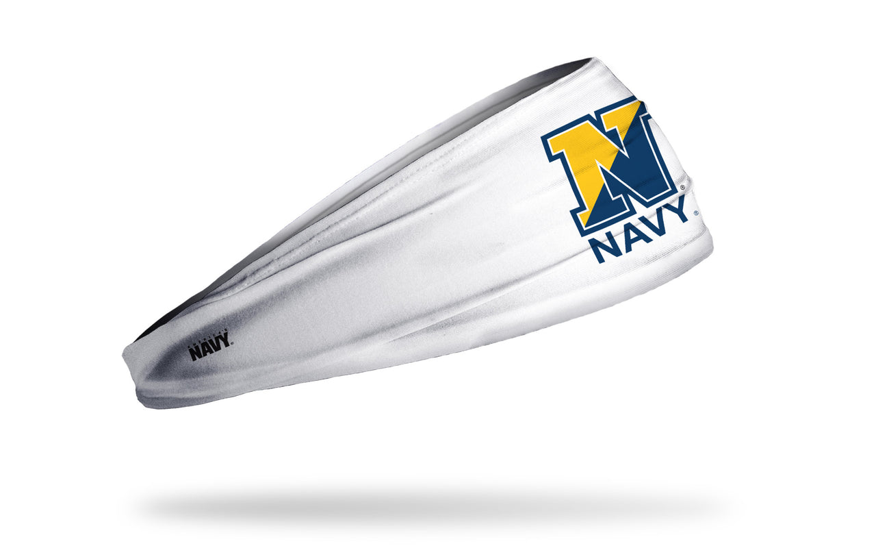 Navy: Stacked Logo White Big Bang Lite Headband - View 1