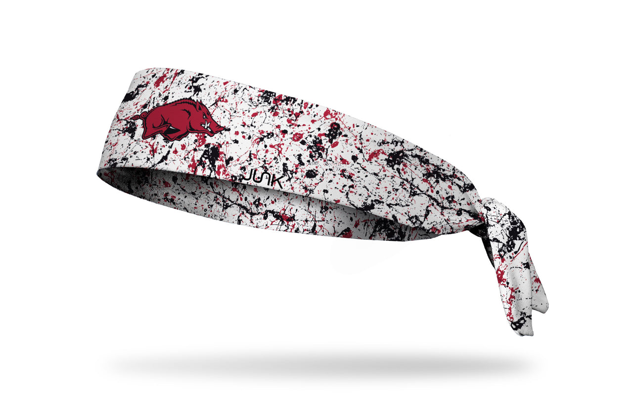 University of Arkansas: Splatter White Tie Headband - View 1