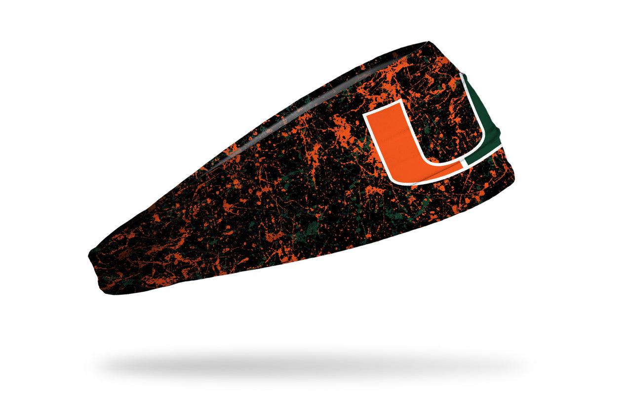 University of Miami: Splatter Black Headband - View 2