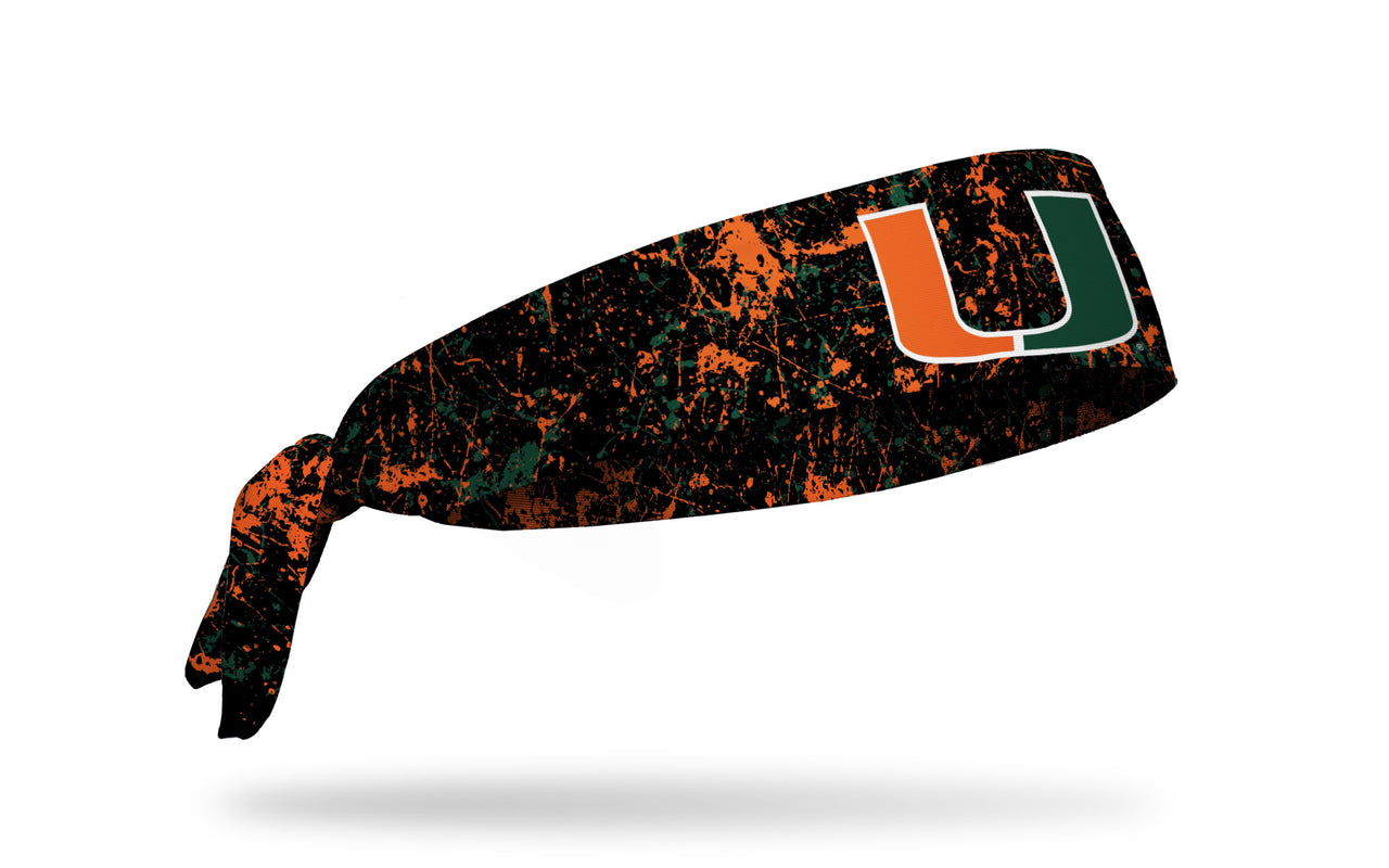 University of Miami: Splatter Black Tie Headband - View 2