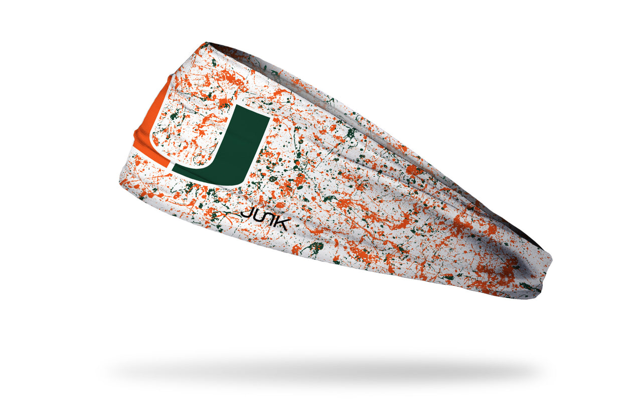 University of Miami: Splatter White Headband - View 1