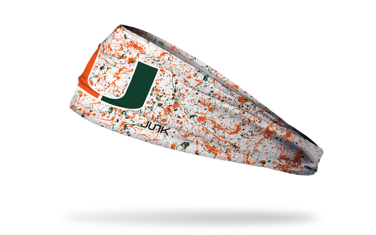 University of Miami: Splatter White Big Bang Lite Headband - View 1