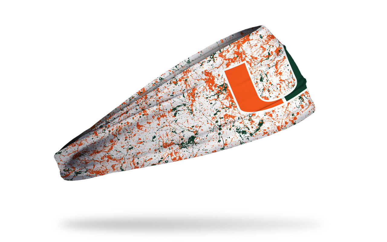 University of Miami: Splatter White Big Bang Lite Headband - View 2