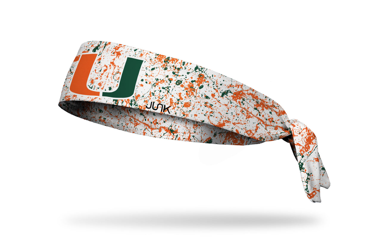 University of Miami: Splatter White Tie Headband - View 1