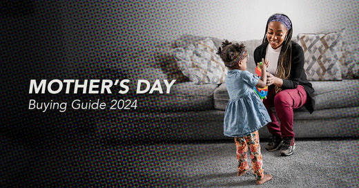 Mother and daughter in a living room, copy says Mother's day buying guide 2024