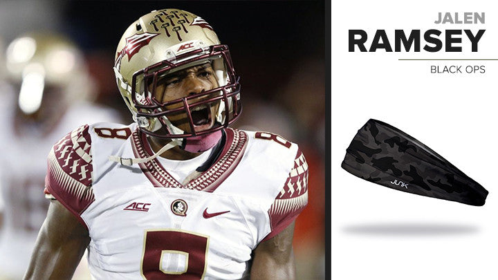 image of football player jalen ramsey with his name and paired with black ops headband