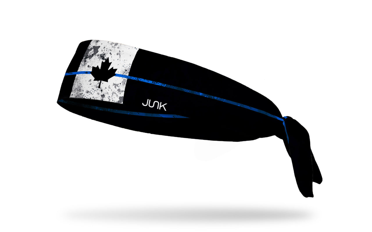 Canada Flag: Thin Blue Flex Tie Headband - View 1