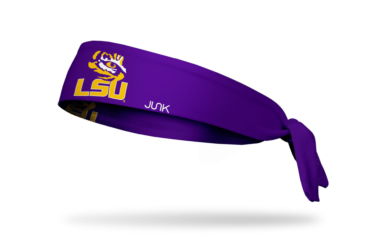 Louisiana State University: LSU Gold Stacked Purple Tie Headband - View 1