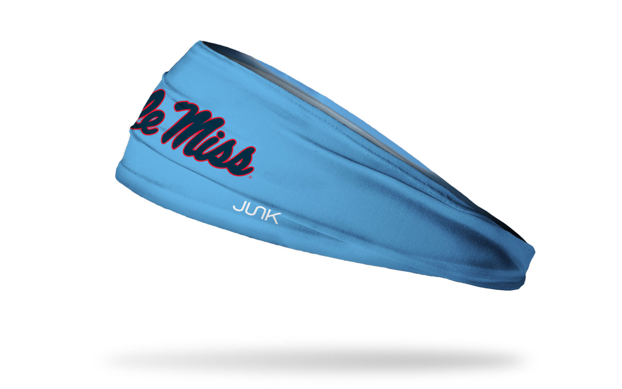 light blue headband with University of Mississippi Ole Miss wordmark in red and navy