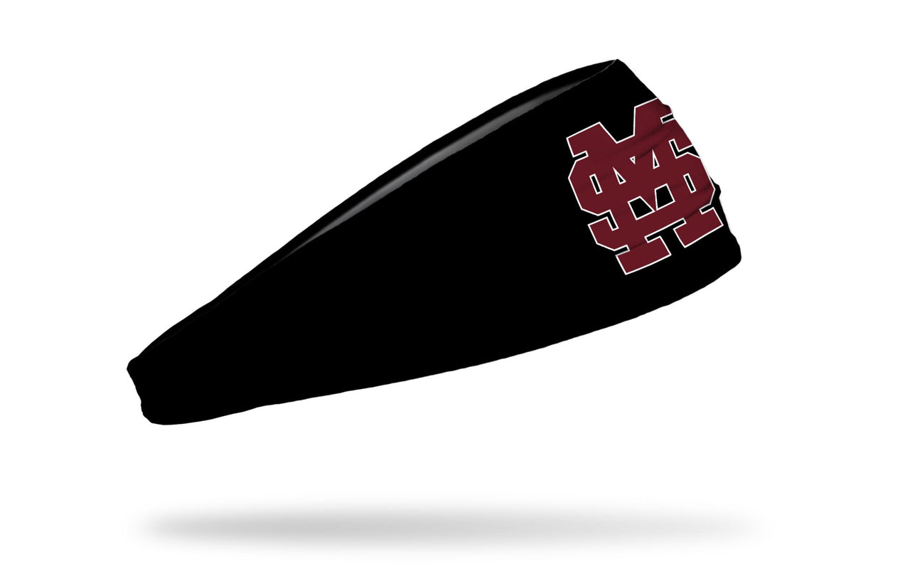 black headband with Mississippi State University classic baseball logo in white and maroon