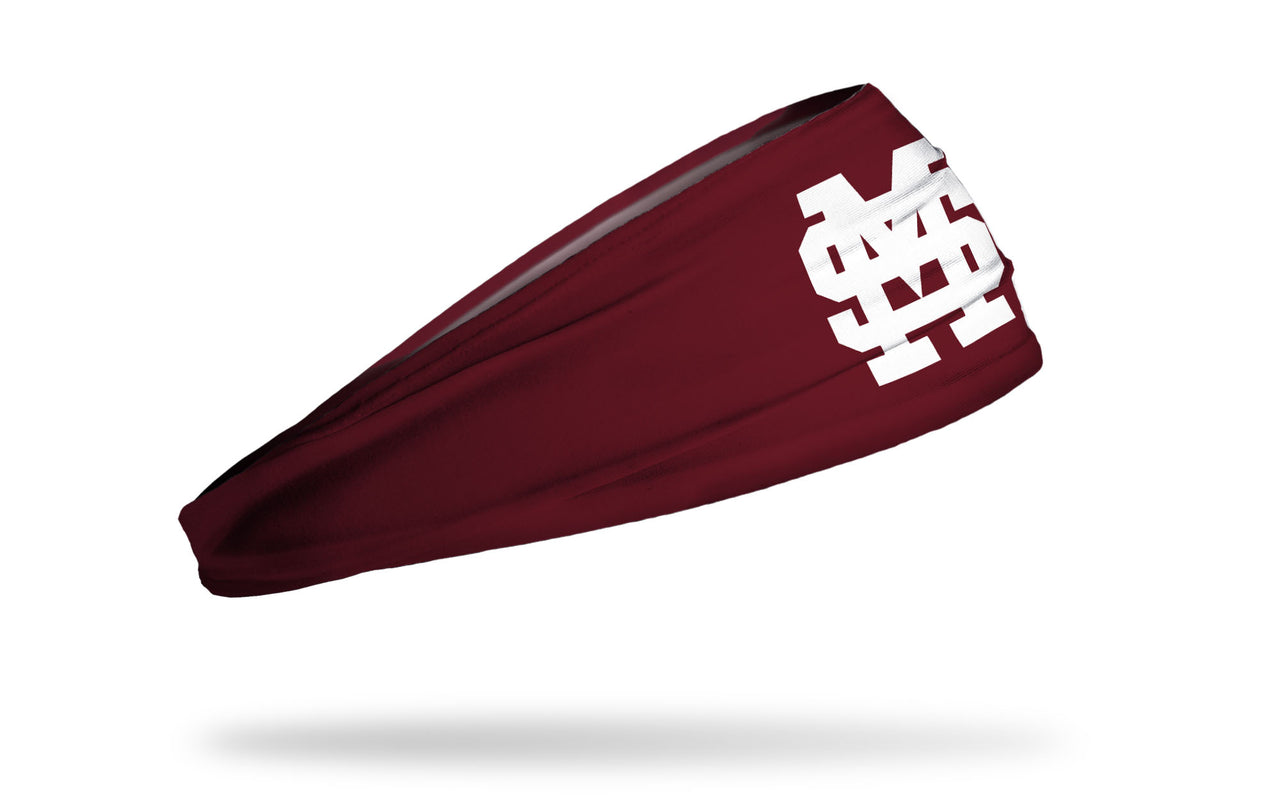 maroon headband with Mississippi State University classic baseball logo in white