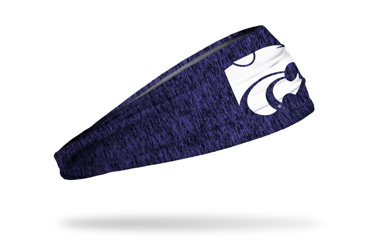purple and black heathered headband with Kansas State University Wildcat logo in white