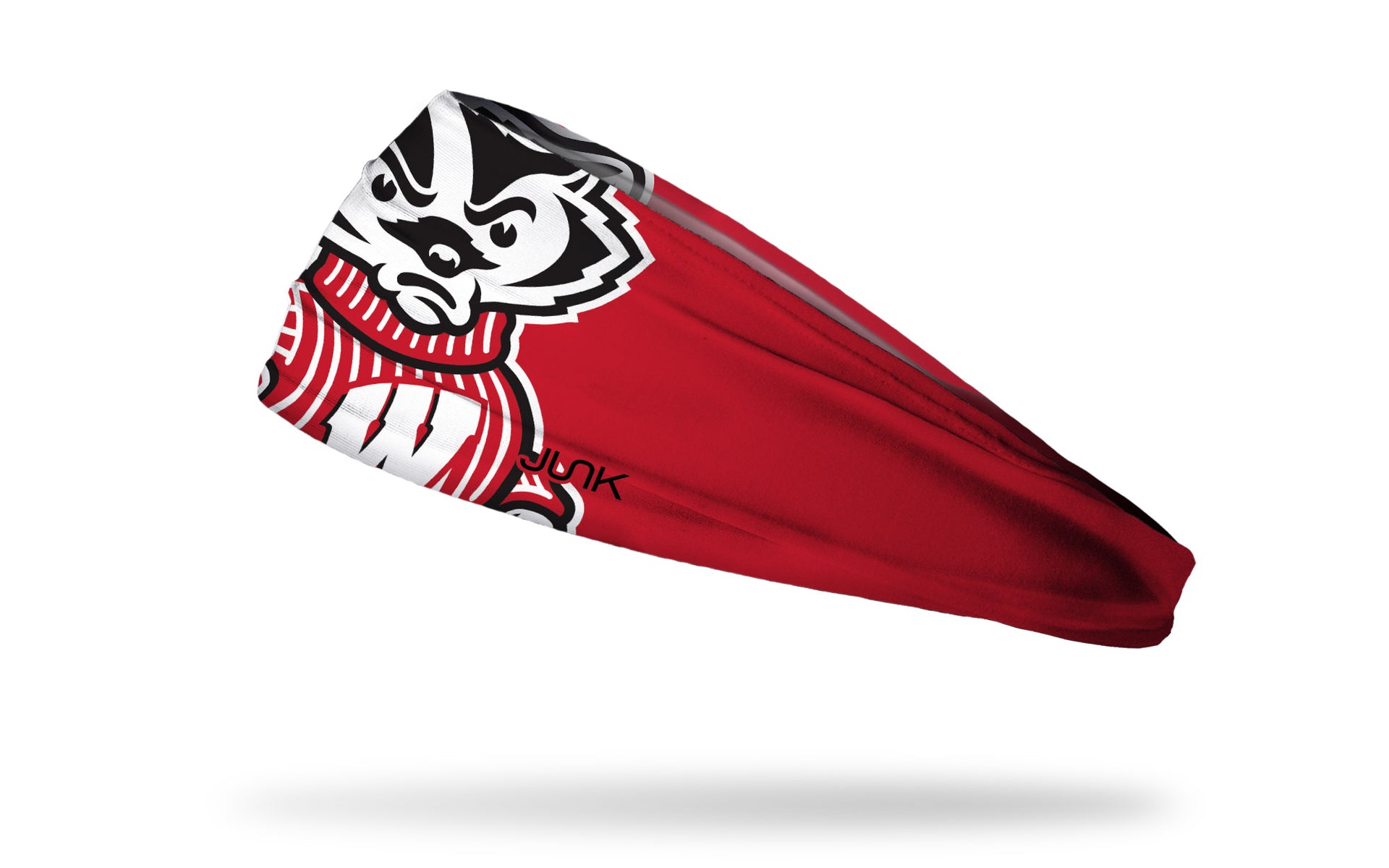 red headband with University of Wisconsin oversized Bucky mascot logo