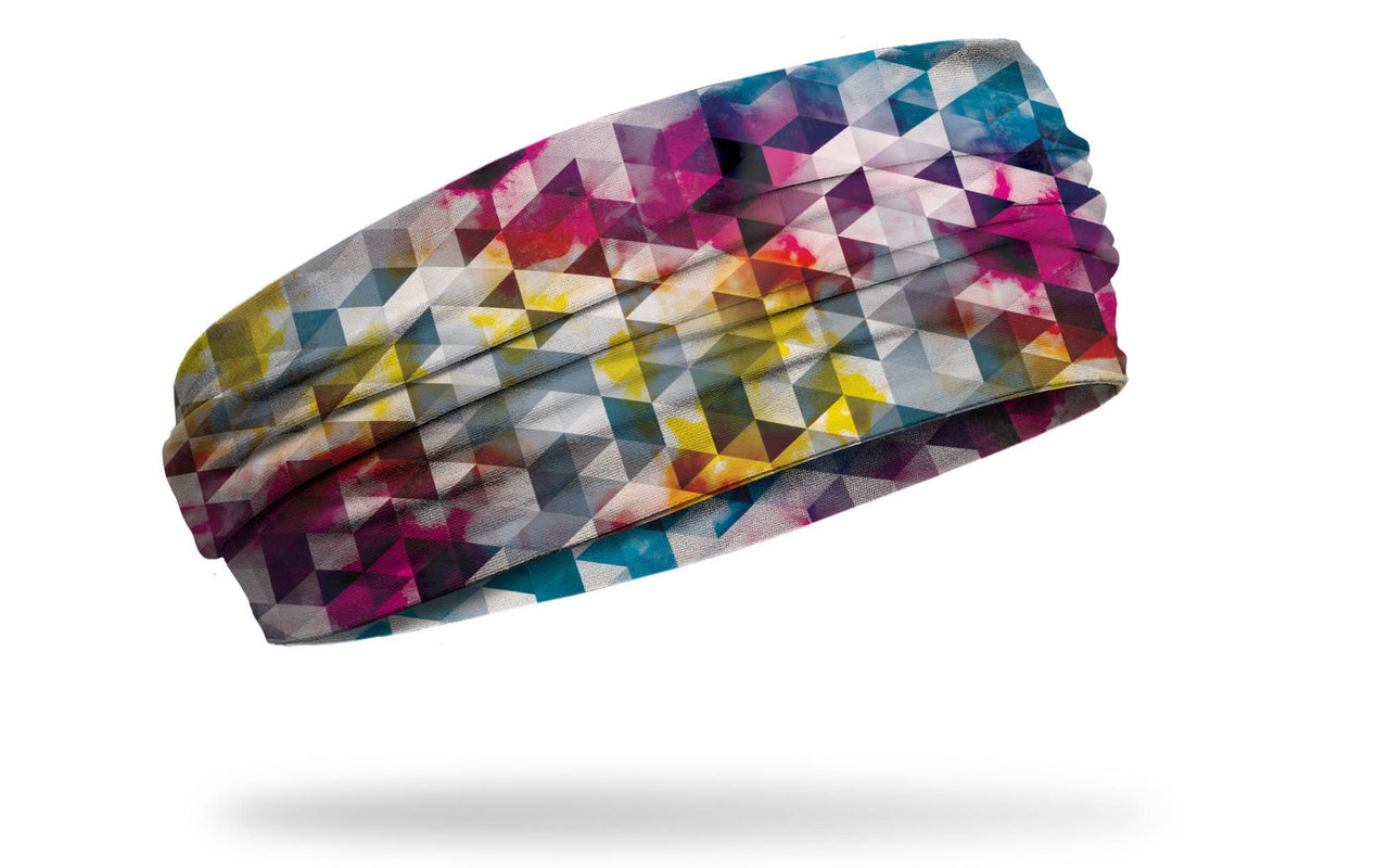 colorful headband with pink red blue yellow geometric design