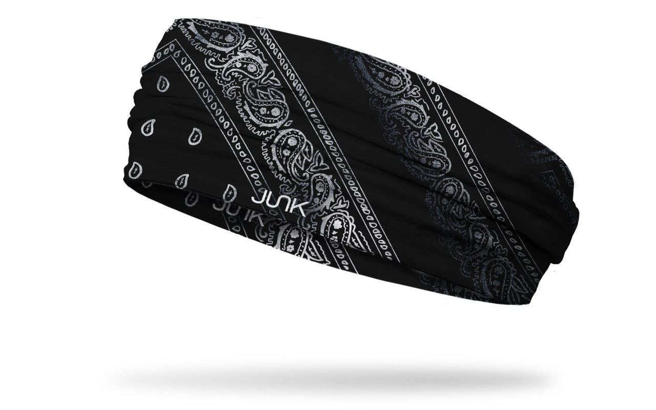 left side view black and white distressed paisley bandana print JUNK big bang headband