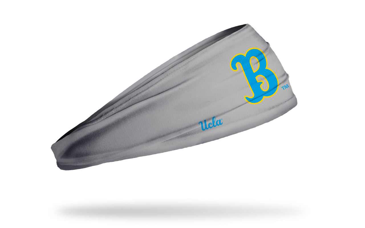 light grey headband with University of California, Los Angeles UCLA Bruins classic B logo in light blue and gold