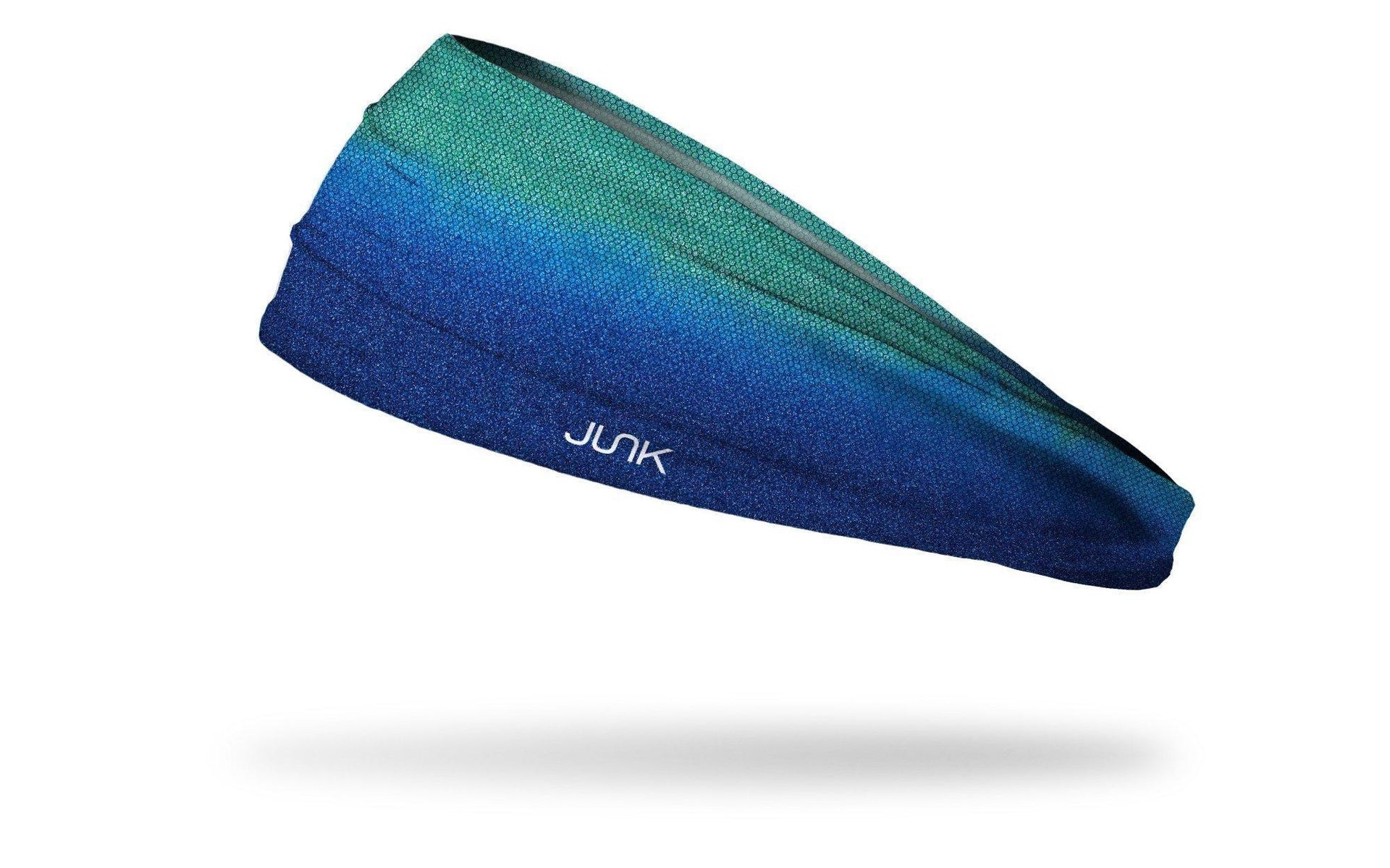 headband with teal green to aqua blue texturized gradient design