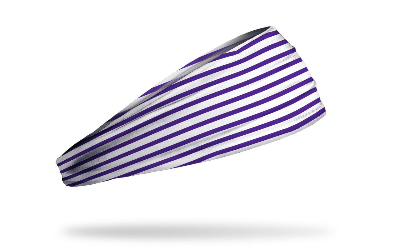 purple and white striped headband