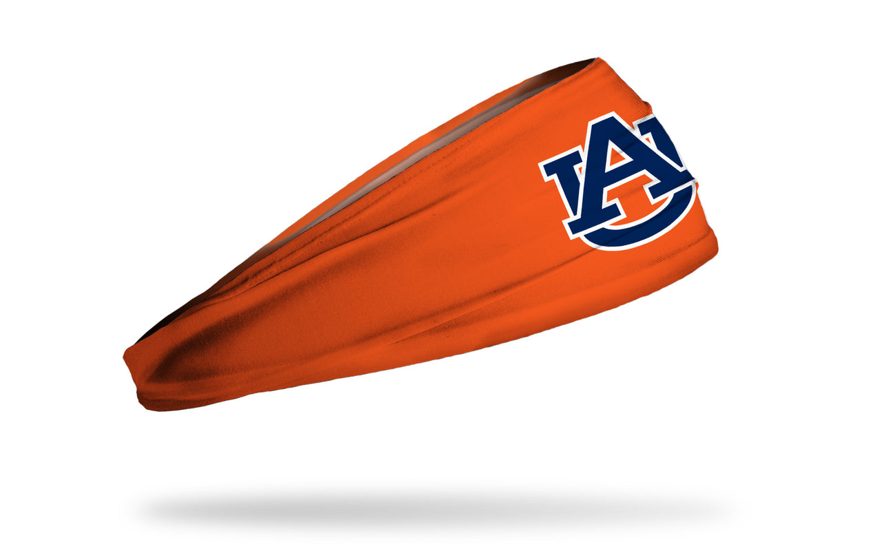 orange headband with Auburn University A U logo in navy and white