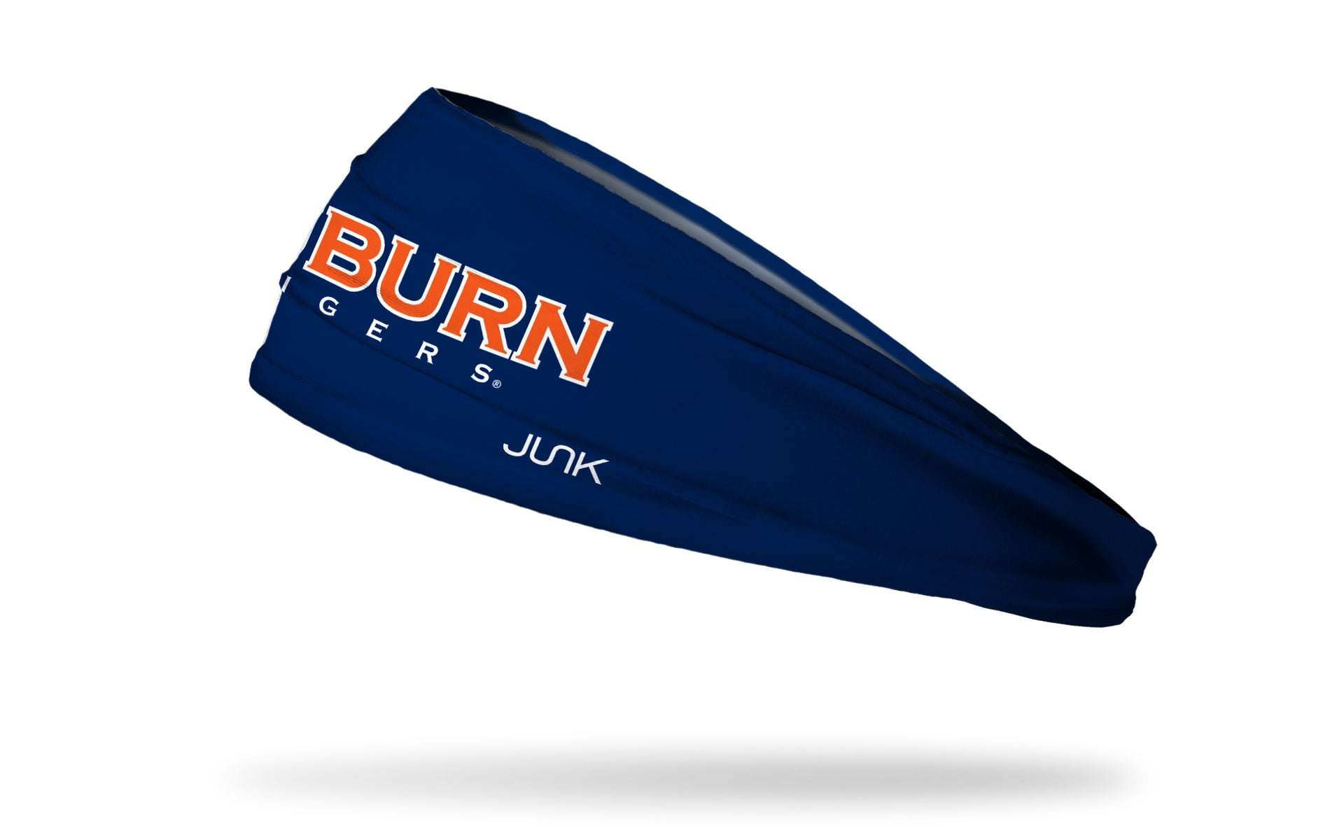 navy headband with Auburn University Auburn Tigers wordmark in orange and white