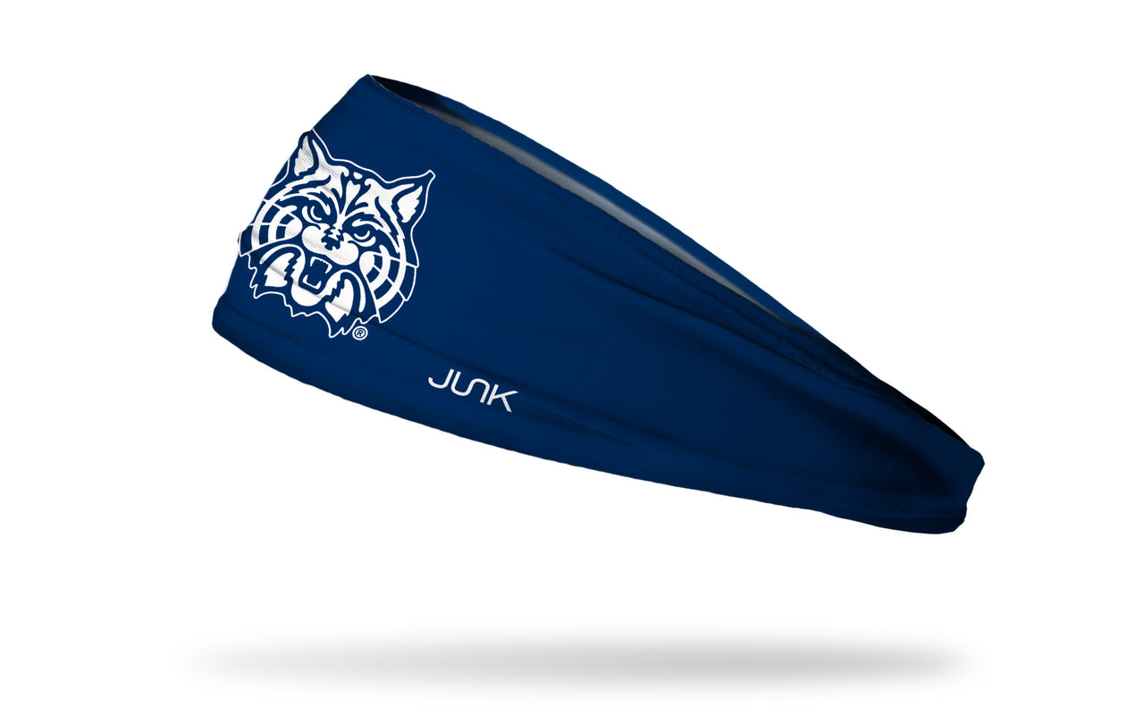navy headband with University of Arizona classic wildcat logo in white