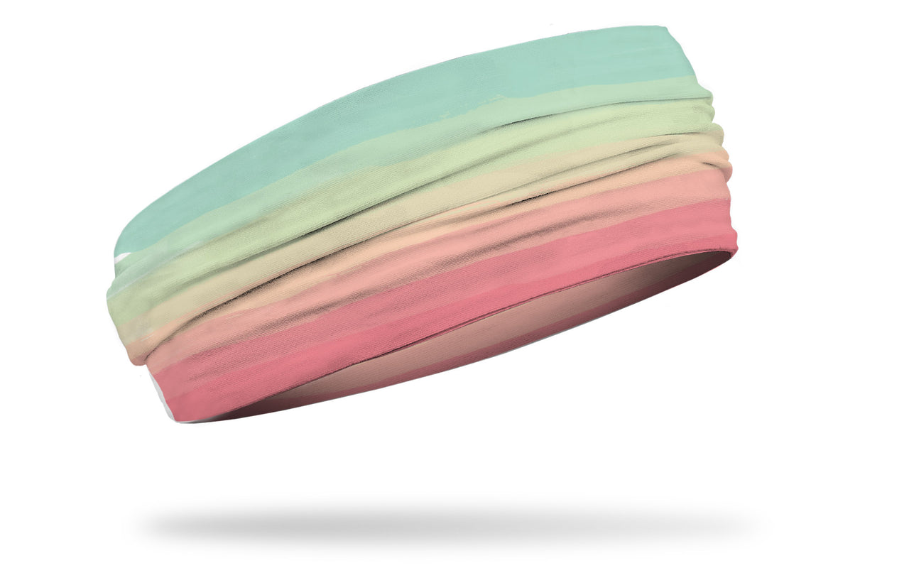 colorful pastel headband in blue green orange and pink painted gradient