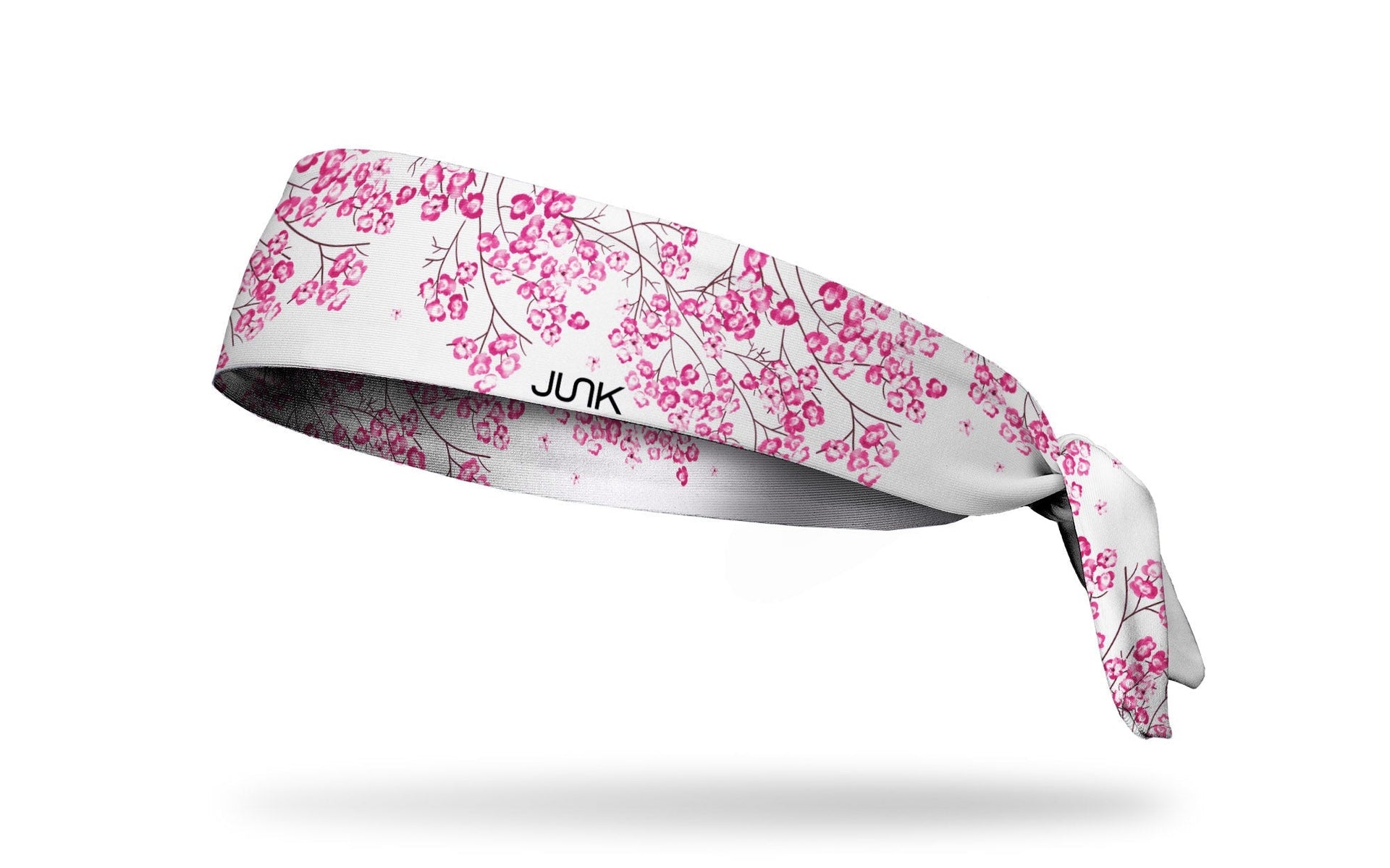 white headband with pink floral cherry blossom print