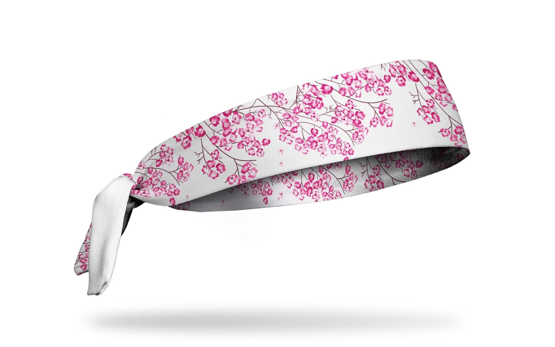 white headband with pink floral cherry blossom print