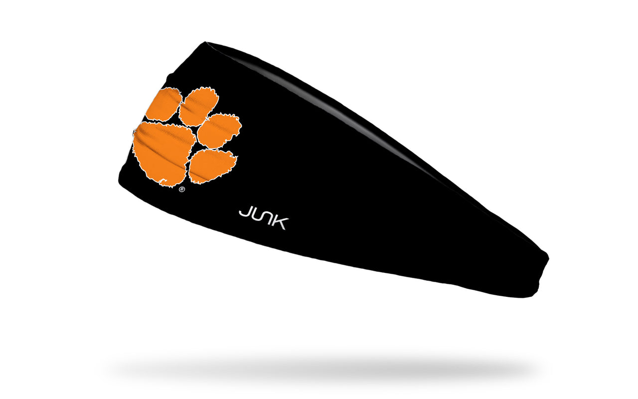 black headband with Clemson University paw print logo in orange