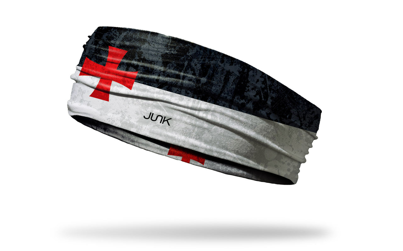 black white red cross flag headband