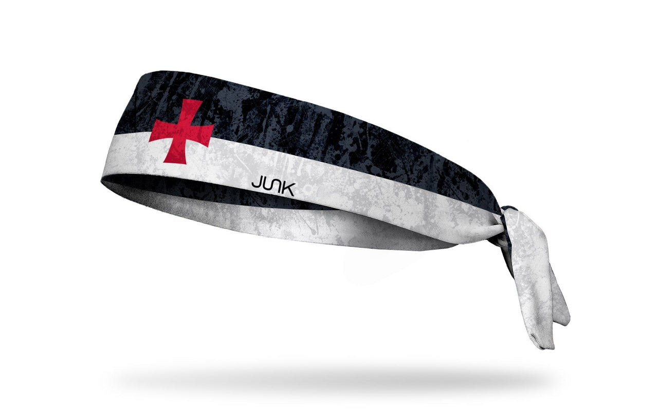 black and white headband with red templar cross