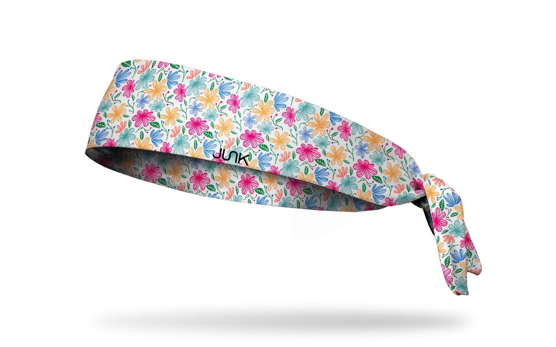 white headband with yellow pink and blue floral daisy print