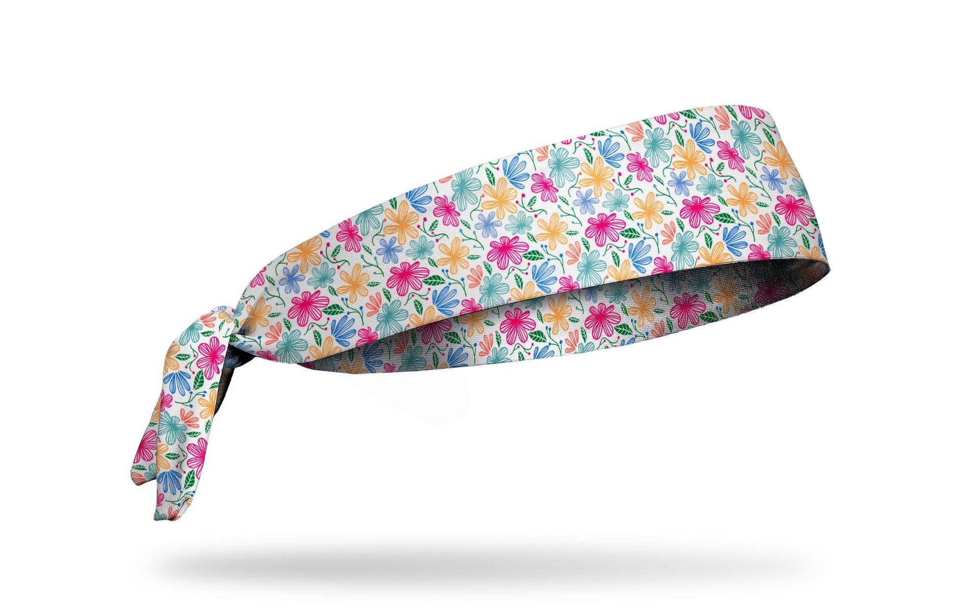white headband with yellow pink and blue floral daisy print