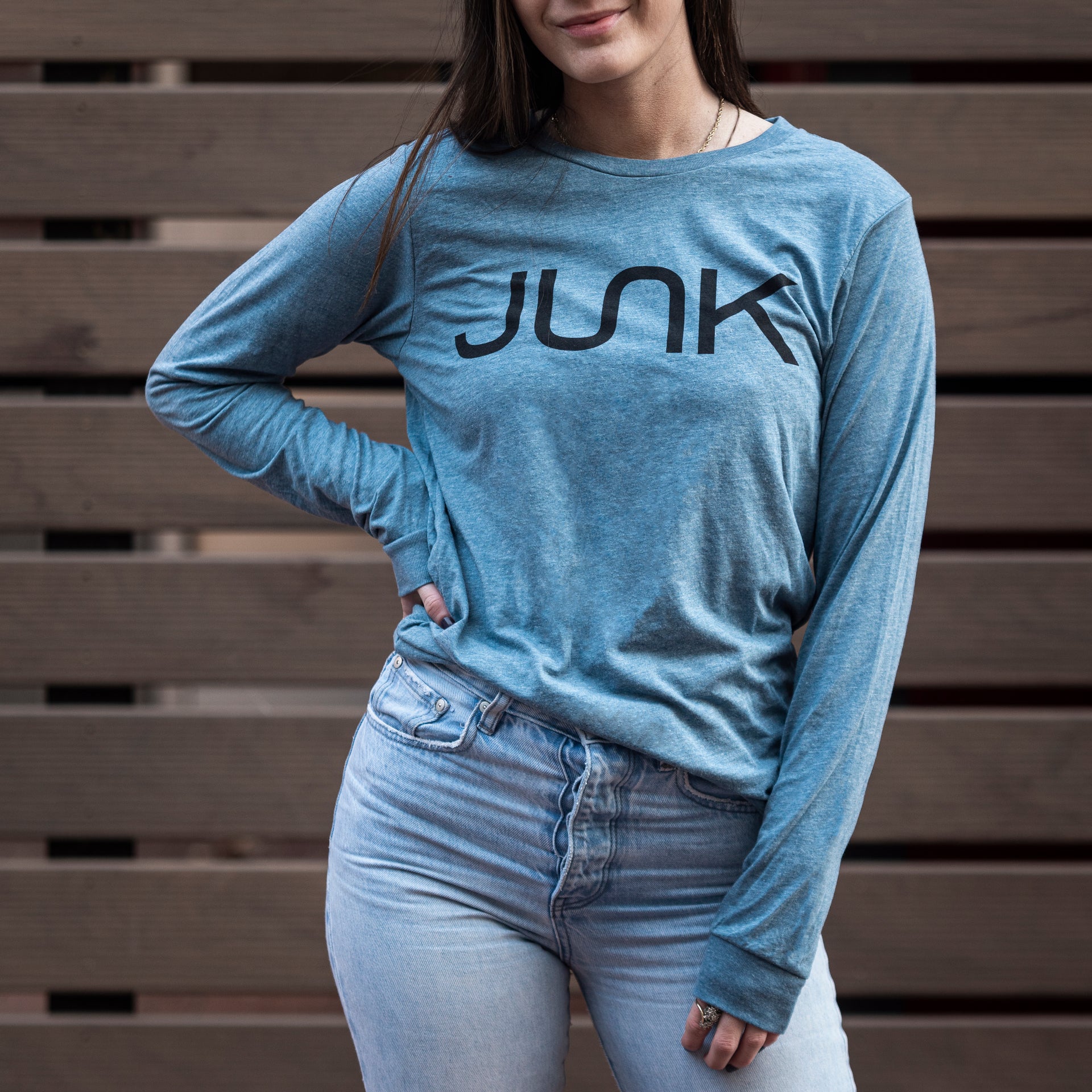 JUNK Tri-Blend Denim Blue Long Sleeve - View 4