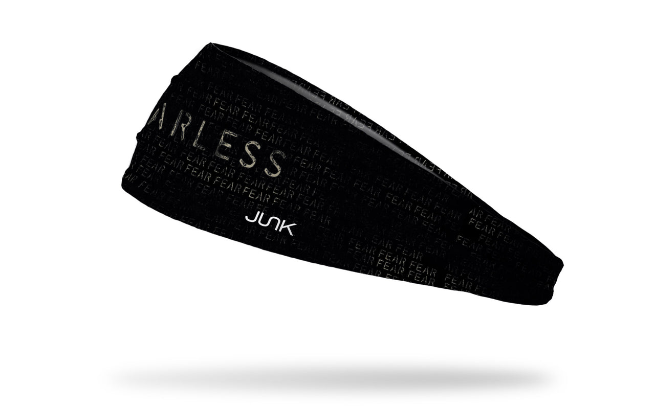 Black Headband with Fearless written on the front