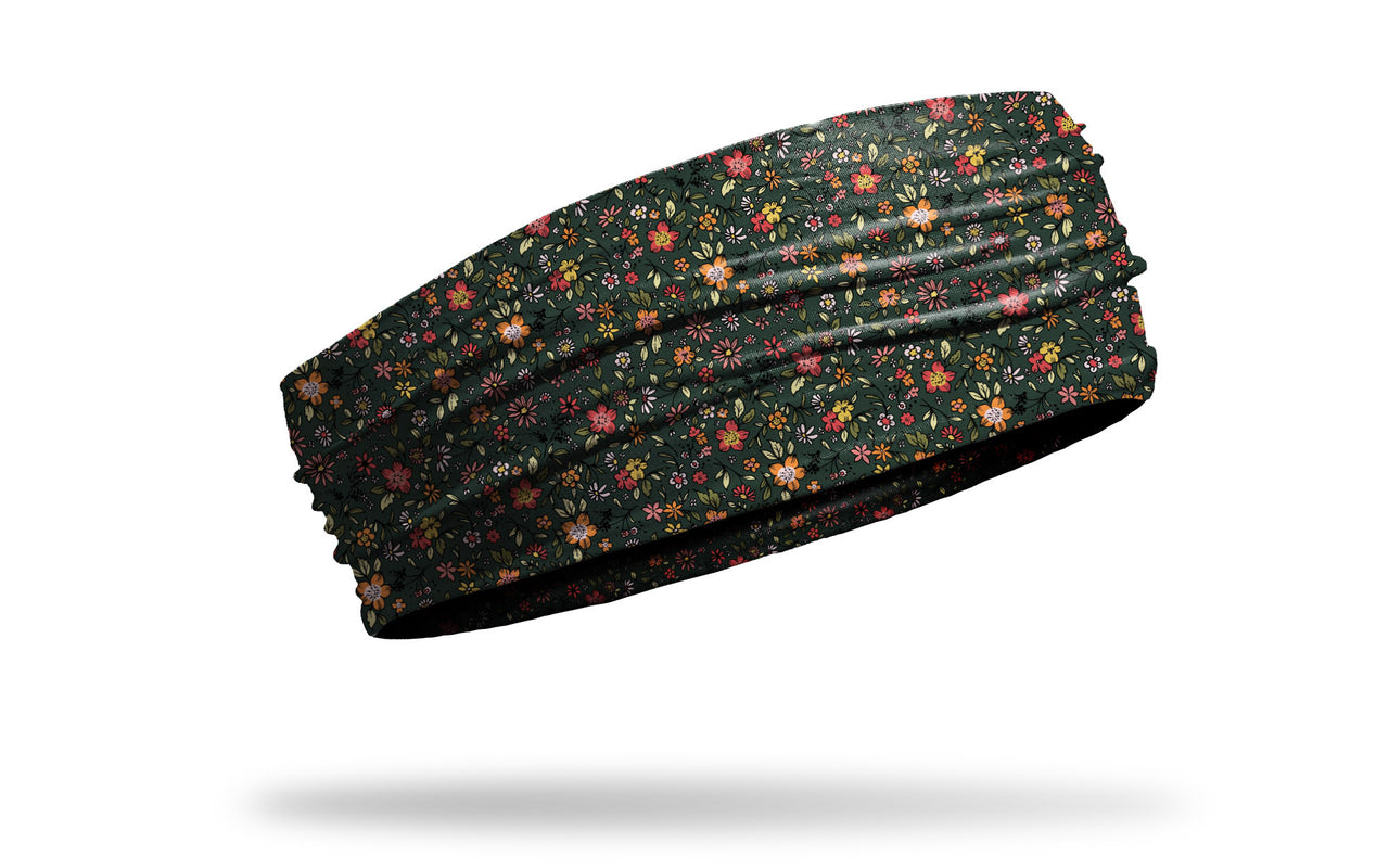 dark green repeating pattern florals headband
