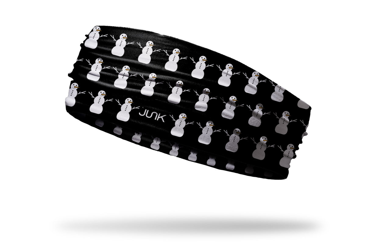 white snowman on black wide headband right side