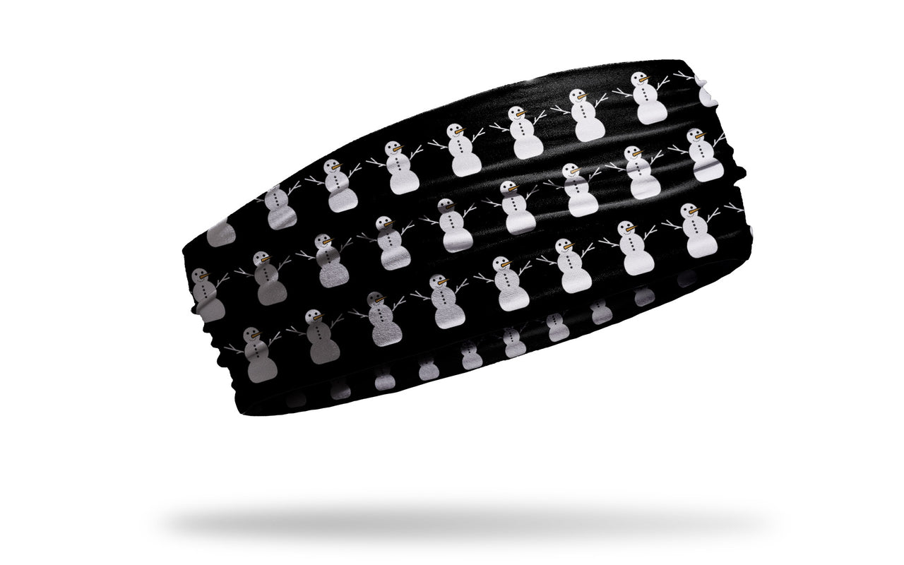 white snowman on black wide headband right side
