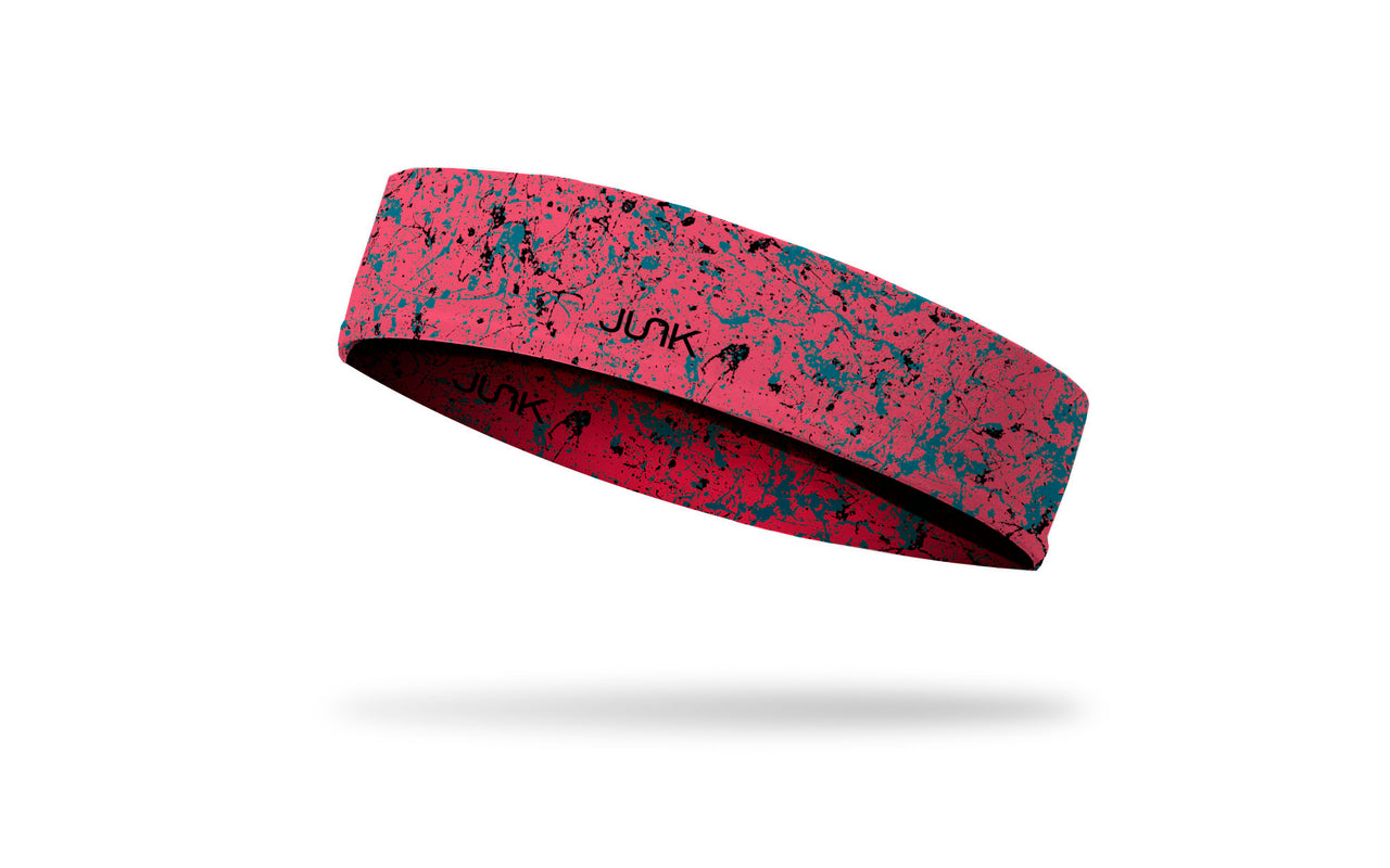 colorful pink and green paint splattered headband