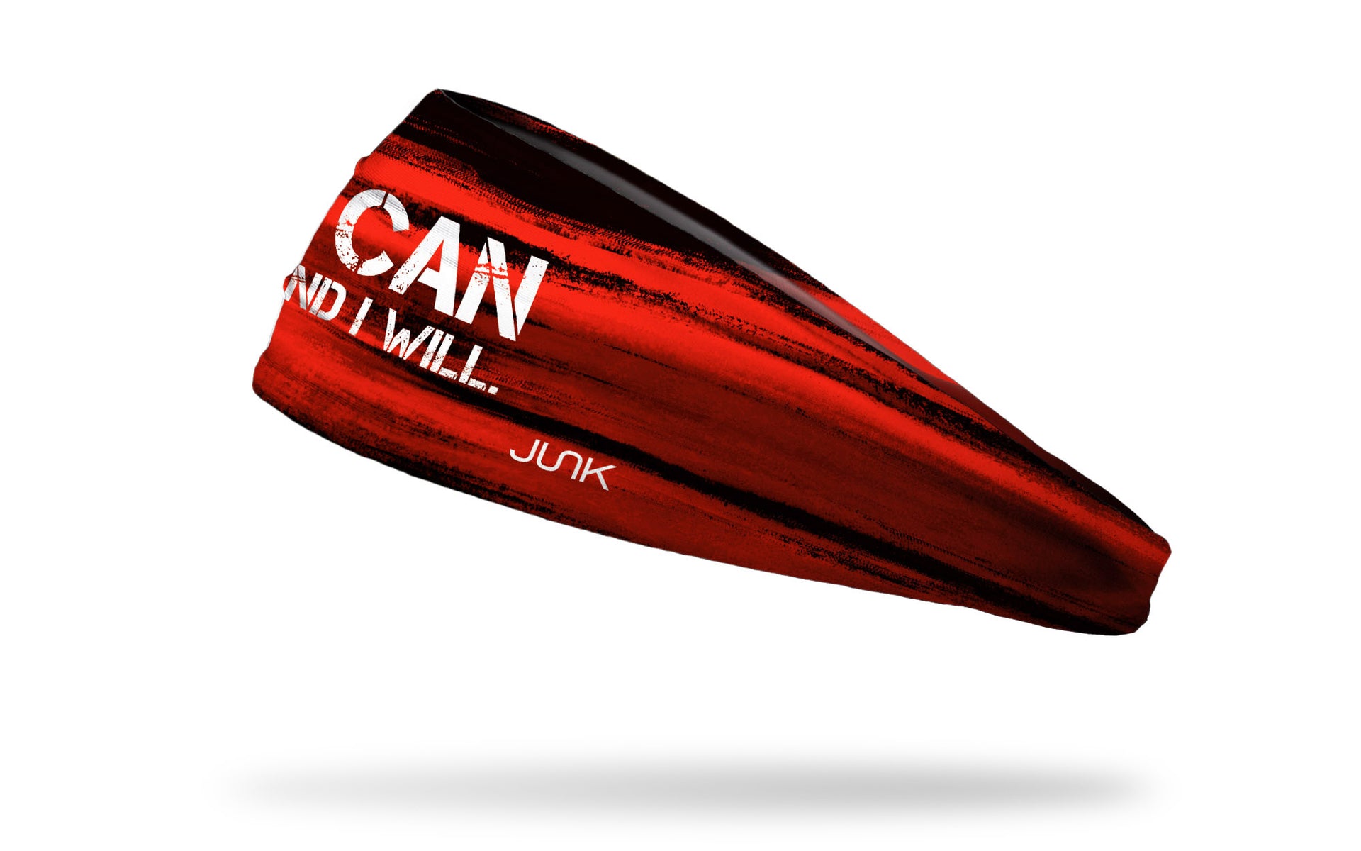 black and red headband with I Can and I Will wordmark in white