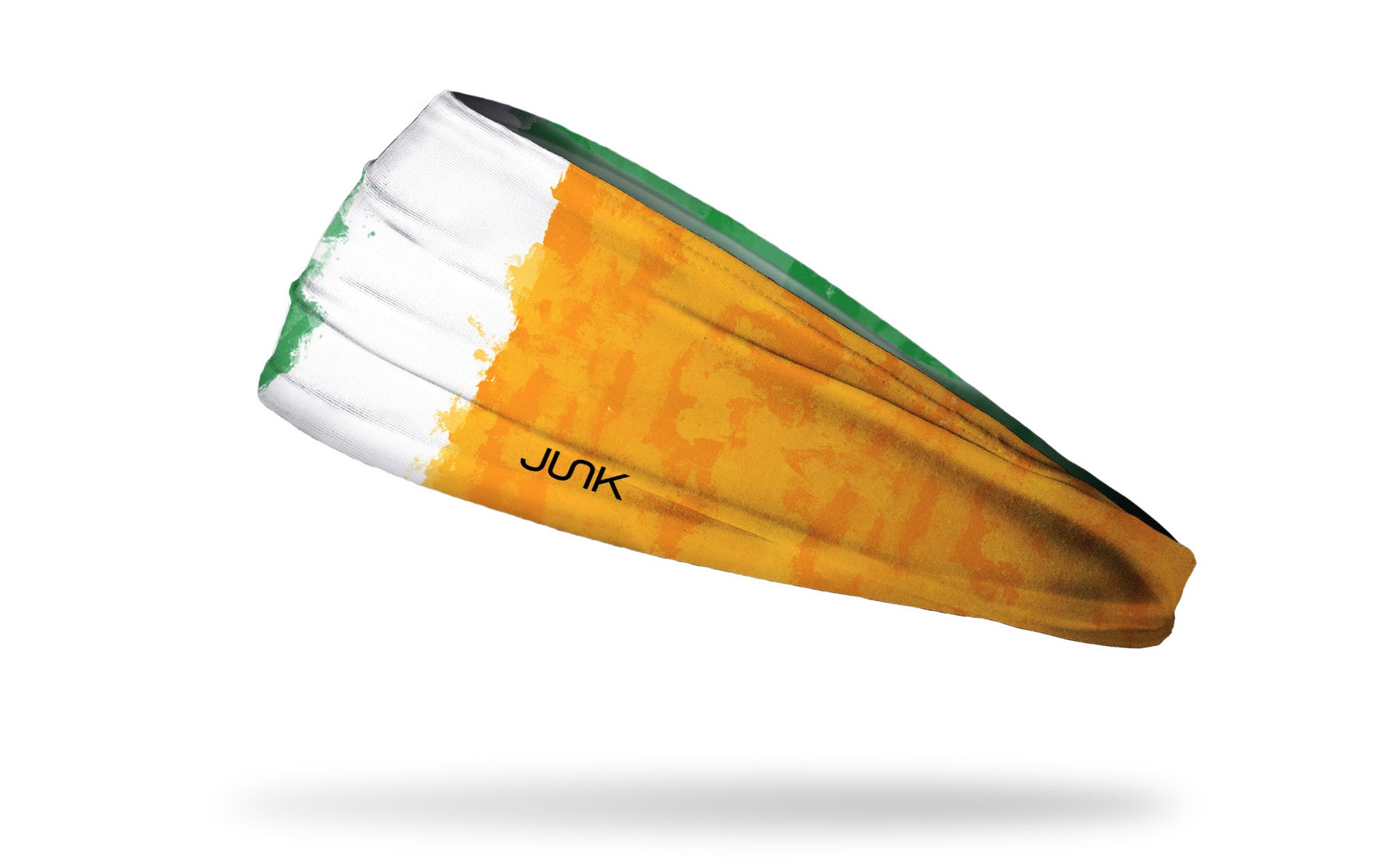 headband with traditional Ireland flag design made to look like it has been painted