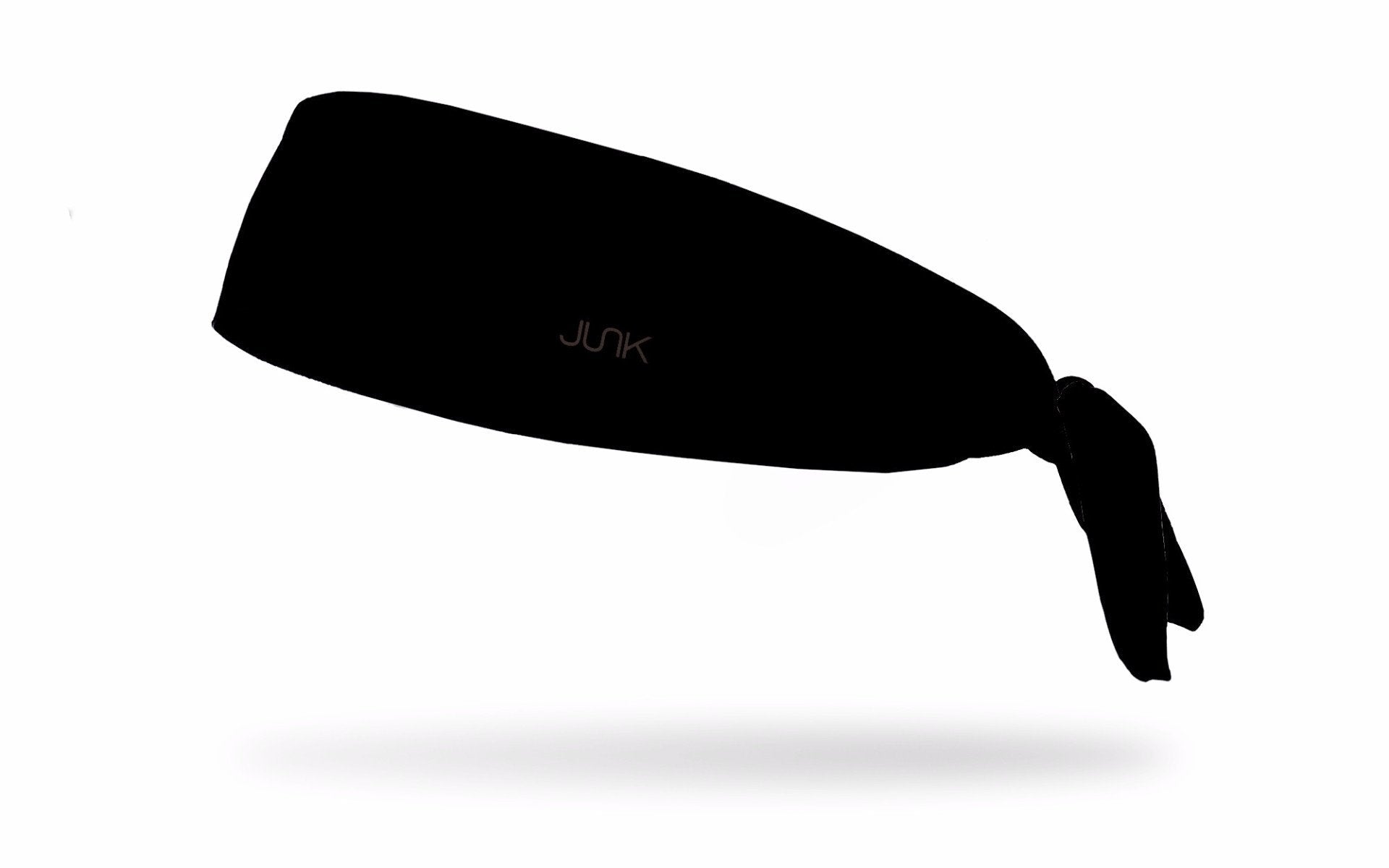 left side view of all black JUNK flex tie headband