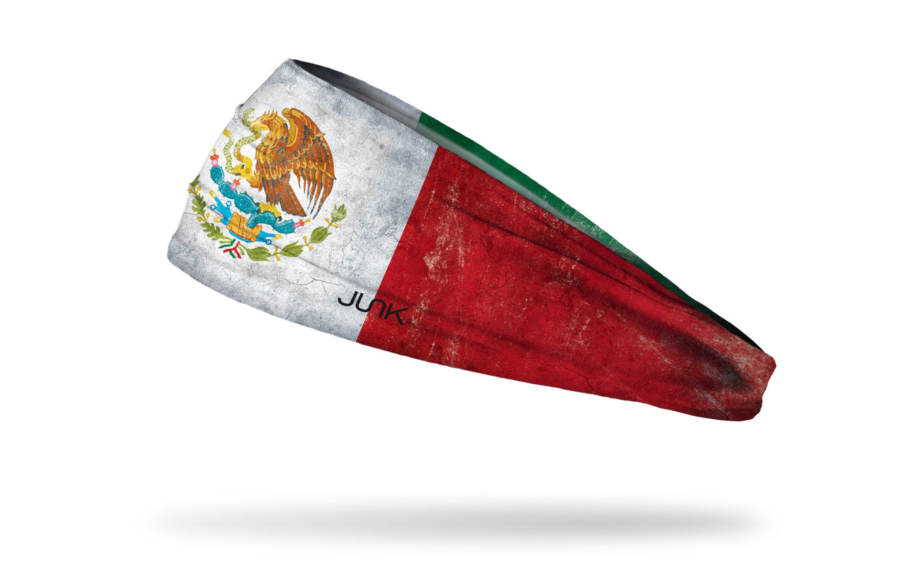 headband with traditional Mexico flag design with grunge overlay